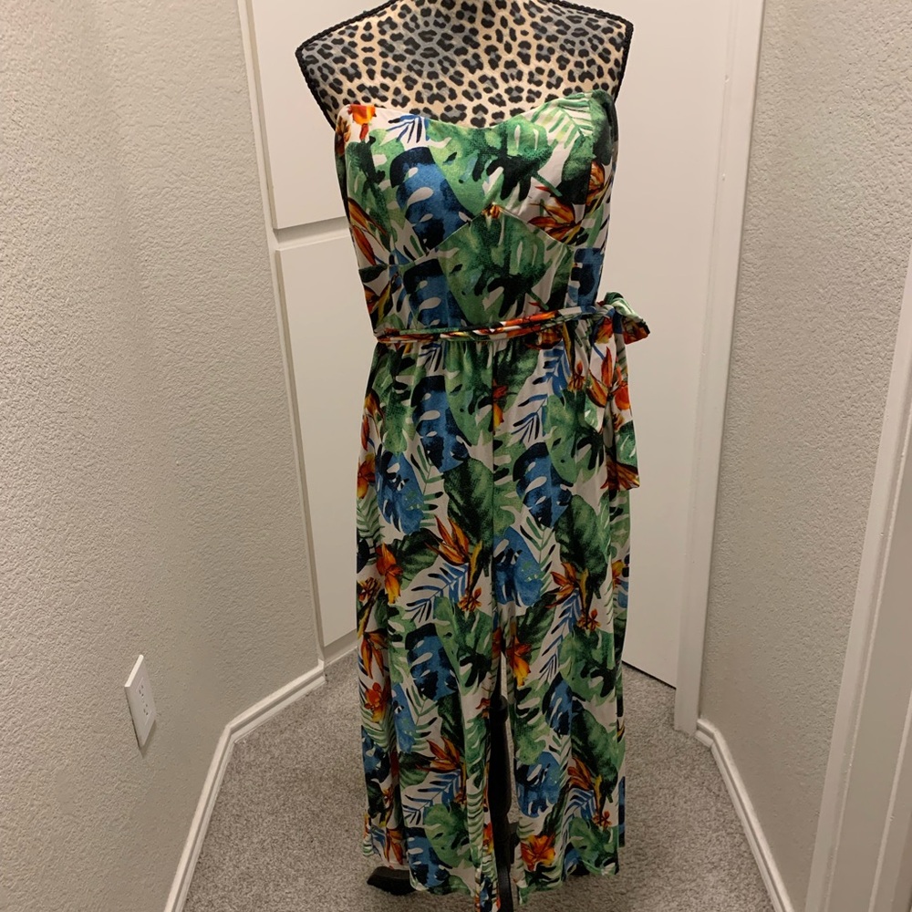 Tropical Strapless Jumpsuit